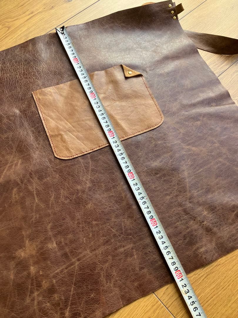 本革　ブラウンレザーエプロン　ハンドメイド　シンプル　数量、カラー限定品